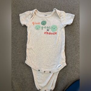 Kids Beige Onesie with Peas Design
